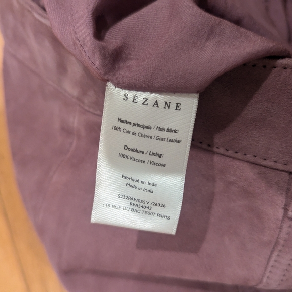 Sezane Damiano Trousers in Wisteria 100% Suede Sz 40 / US 8 - Picture 9 of 10